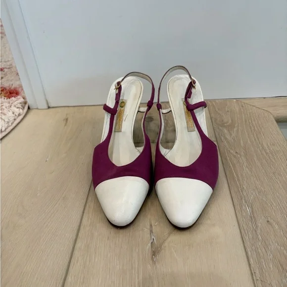 Vintage Gucci Purple and White Slingback Heels - Picture 6 of 8